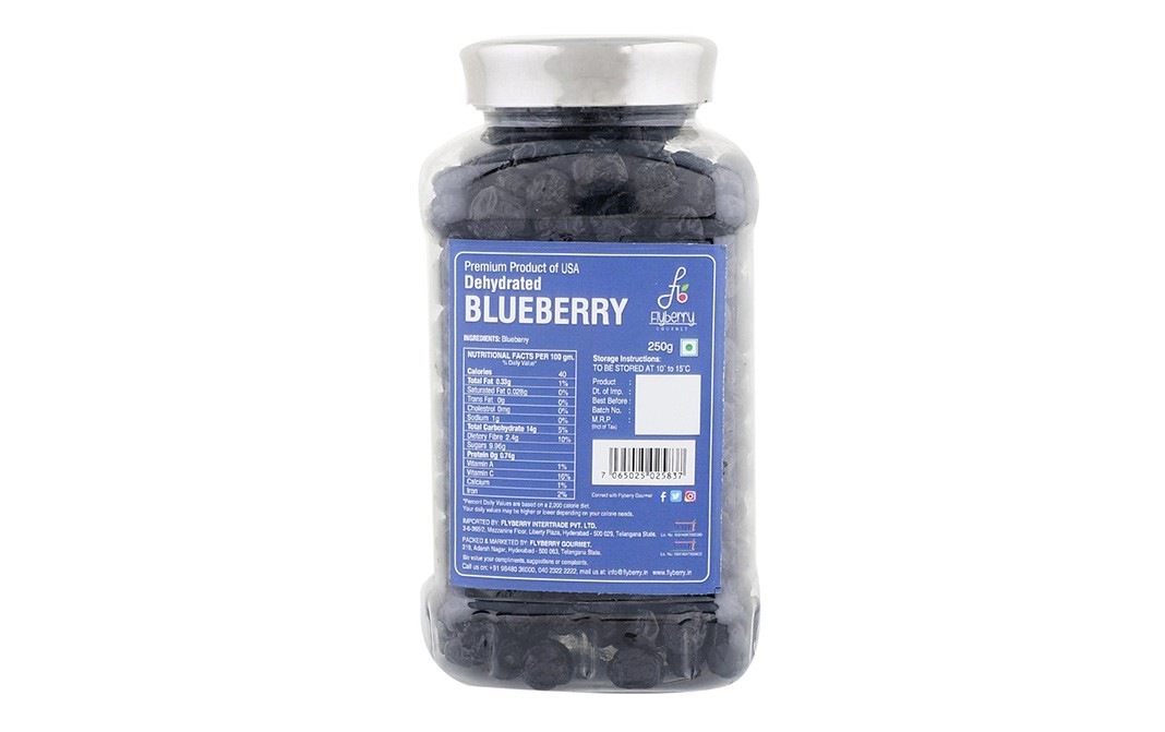 Flyberry Gourmet Dehydrated Blueberry    Plastic Jar  250 grams